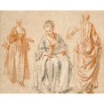 thumbnail image 3 of Watteau, Jean-Antoine 24x20 Black Modern Framed Museum Art Print Titled - Studies of Three Women, 3 of 5