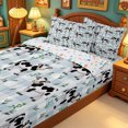 thumbnail image 3 of meiyoeat Blue Plaid Farm Cow Zipper Twin Comforter Sets with Fitted Sheet and 2 Pillowcases,Cute Animal Print Zipper Bedding Set For Girl,Reversible,4 Pieces, 3 of 7