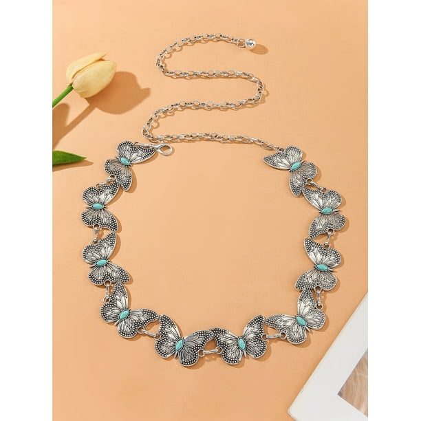 Cadena de cintura para mujer, estilo de vestido, moda, combina con todo, estilo de cadena fina, cinturón con sello de cintura