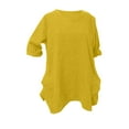 thumbnail image 2 of ZHUGeLI Women's Round Neck Long Sleeve Loose Imitation Cotton And Linen Tunic Blouse Up to 50% off, 2 of 6