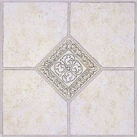 Home Dynamix Madison Vinyl Tile Area Rugs - 2783 Grey Ceramic Accent Scrolls Rug - 12" x 12