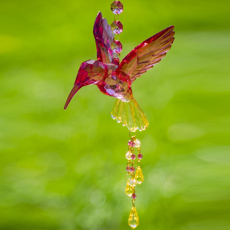 Zaer ZR513313 Hanging Acrylic Hummingbird with Sunflowers, 6