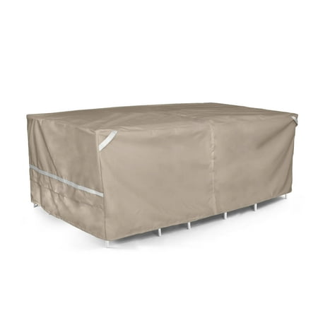 

Covermates Rectangular Dining Table/Chair Set Cover - Premium Polyester Weather Resistant Drawcord Hem Center Hole for an Umbrella Patio Table Covers-Clay
