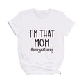 thumbnail image 4 of Pompotops T-Shirts "I Am That Mom" pour la Fête des Mères, Imprimé Graphique Lettre, Manches Courtes, Col Rond, Blouse Décontractée d'Été, 4 of 5