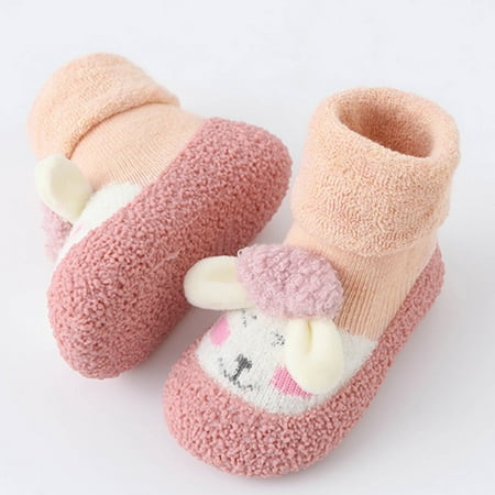 

Cathalem Rite Shoes Baby Home Slippers Cute Warm House Slippers For Infant Lined Winter Indoor Shoes Slip on Shoes Size 4 Red 0 Months