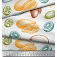 thumbnail image 2 of Soimoi White Cotton Duck Fabric Mix Fruits Print Fabric by the Yard 56 Inch Wide, 2 of 3