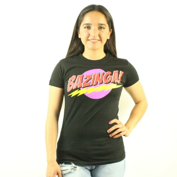 The Big Bang Theory Bazinga Circle Word Logo Front Print Women's Black T-shirt