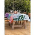 thumbnail image 3 of Outdoor Tablecloth with Umbrella Hole for Patio/Picnic/Party/Camping, Coastal Coral Waterproof Table Cloth Rectangle Table Cover Washable, Summer Underwater Seaweed Starfish Ombre Blue (54"x 80"), 3 of 8