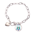 thumbnail image 1 of Pulsera de cadena de corazón Unbranded Tailandia tres ruedas 7.5 pulgadas, 1 of 3
