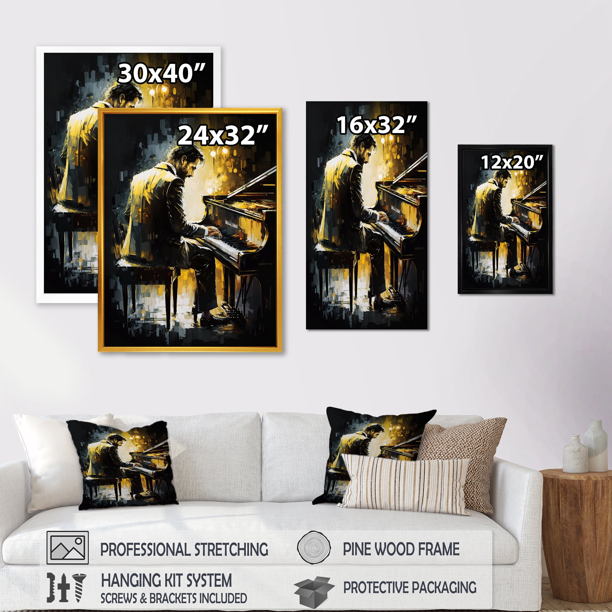 Designart Man Playing Piano I Canvas Wall Art