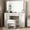White, variant on Makeup Vanity Desk with Mirror and Lights,Large Vanity Table Set with Soft Chair,7 Drawers Makeup Vanity Table with Charging Station 3 LED Light Modes for Bedroom