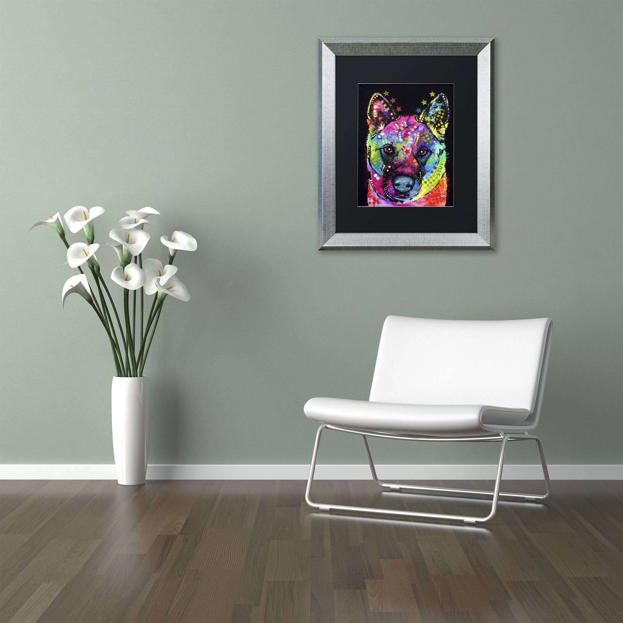 Trademark Fine Art "Akita II" Canvas Art by Dean Russo, Black Matte, Silver Frame