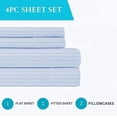 thumbnail image 5 of 4 Piece 100% Egyptian Cotton Sheets 800 Thread Count Hotel Quality Smooth & Soft Bedding Sheet Set Queen Size - 15" Inch Deep Pocket - Light Blue Stripe, 5 of 7