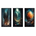 thumbnail image 2 of Designart "Gazing into the Cosmos III" Space Framed Wall Art Set Of 3 - Orange Space Frame Gallery Wall Set For Home Decor, 2 of 7