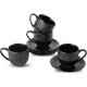 thumbnail image 1 of Tazas y platillos de cerámica para capuchino, 8 onzas, juego de 4 tazas de latte acanaladas grandes para café, té, café con leche y macchiato, juego de tazas de demitasse, regalo estético, 1 of 4