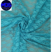 MDS Pack of 15 Yard Bridal SOLID Raschel Lace Fabric , Vintage Lace fabric Bolt for Wedding Dress,Fashion, Crafts, Decorations Lace trim fabric 55” width- Turquoise