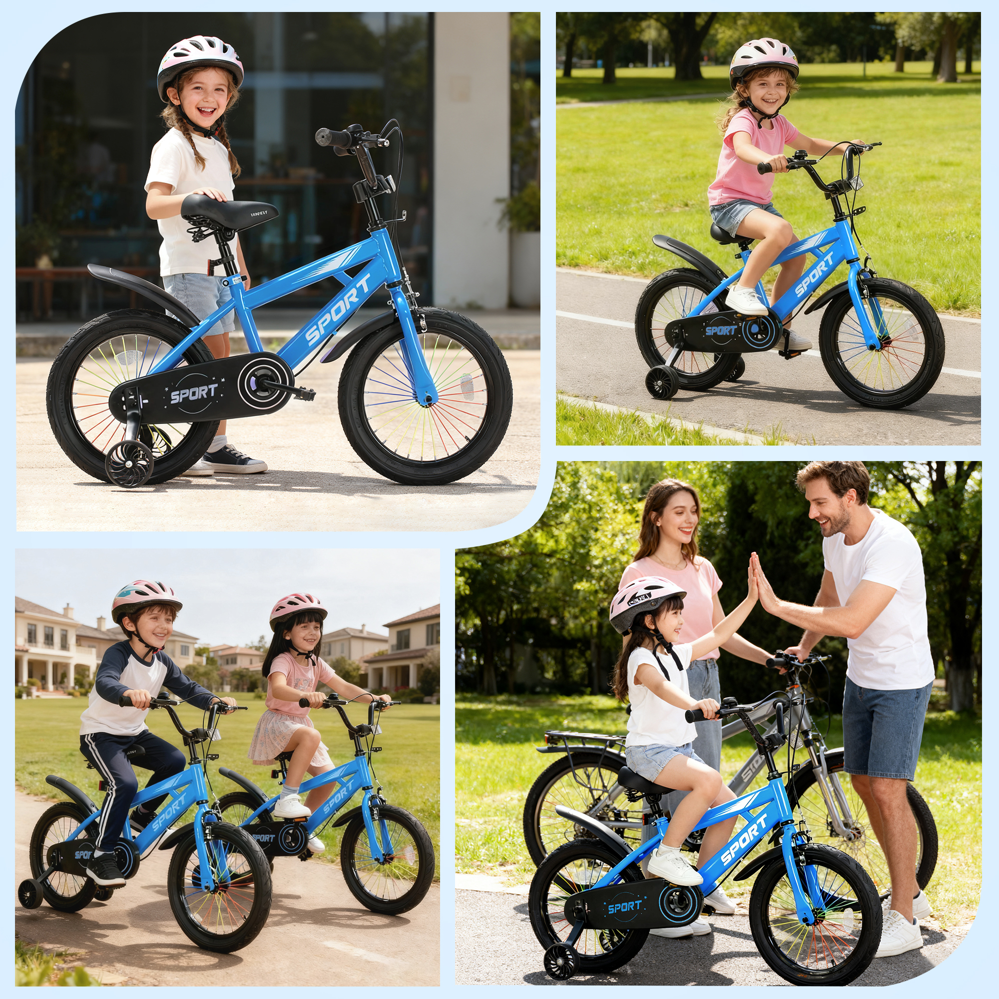 Lookfly 16 In. Kids Bike with Training Wheels, Blue photo 7