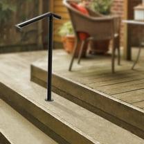 3.3 Ft Handrail Single Post Stair Railing Iron Handrail Black for Stairs 2-3Step