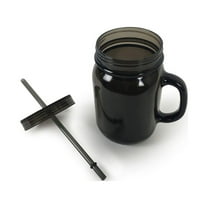 ImpecGear 20 ounce Mason Jar Doubled Wall Acrylic Cup with Straw - Black