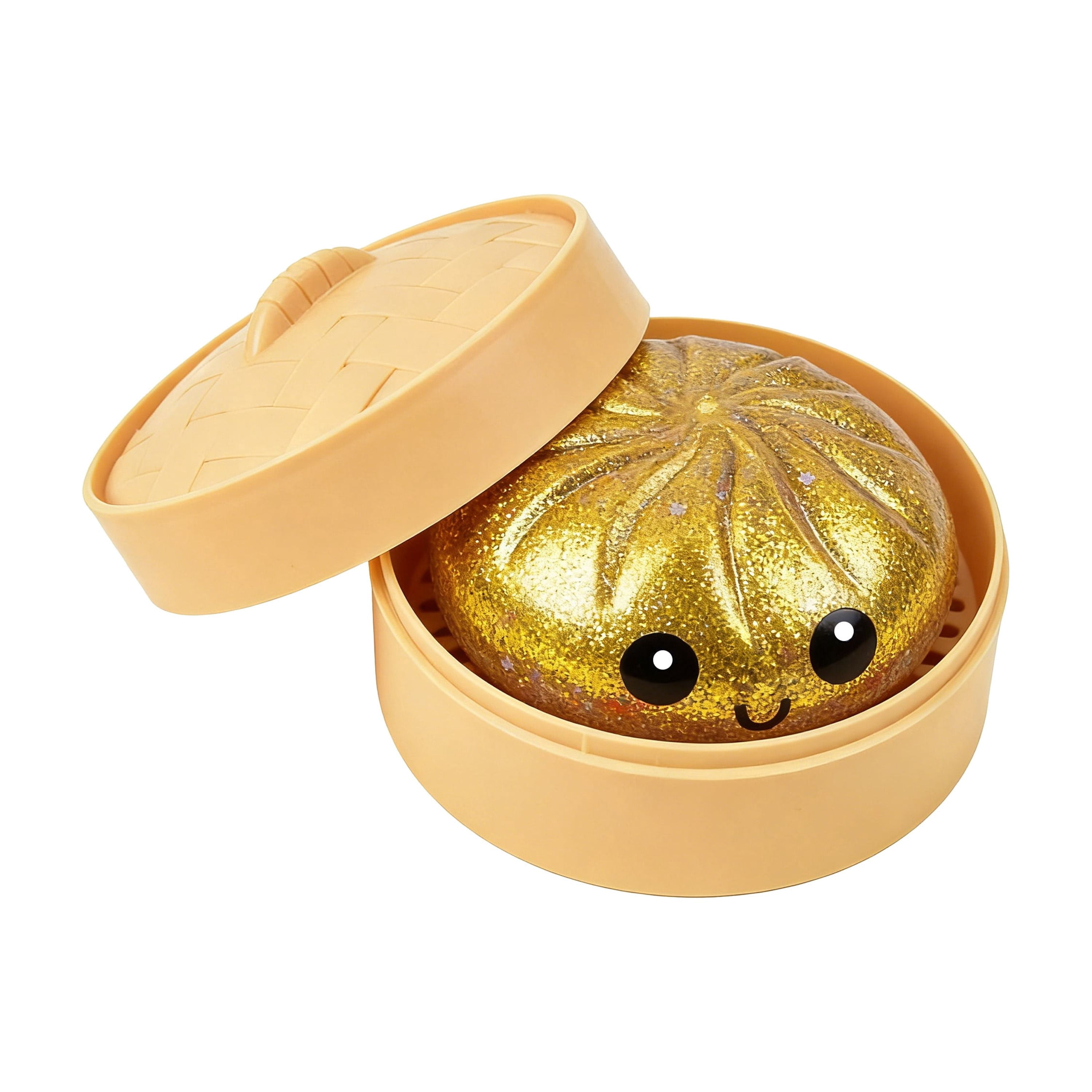 Cute Squishy Dumpling Large with Steamer, Squishy Dumpling Doll with Cute Expressions, Silicone Bun Sensory Fidget Dolls, Hand Pinching Decompression Dolls