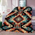 thumbnail image 3 of Boho Style Throw Blanket, Southwestern Aztec Patterned Blanket, Soft Cozy Plush Flannel Blanket, Warm Nap Blanket for Home & Office, 3 of 5