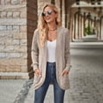 thumbnail image 6 of Women Sweater Jacket Open Stitch Knitted Solid Color Coat Loose Thermal Long Sleeved Commuting Dating Spring Fall Winter Outerwear, 6 of 8