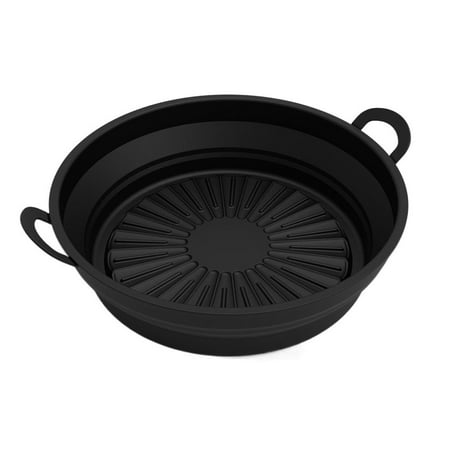 

Grill Pot Tray Pizza Plate Reusable AirFryer Accessories For 7.5inch Air Fryer Baking Basket Replacement Liners Foldable Silicone Pot BLACK 7.5INCH