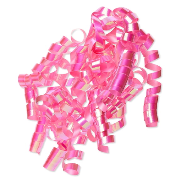 American Greetings 9 in. Pink Irridescent Curling Poly Ribbon Poly Gift Bow (1-Count)
