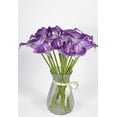 thumbnail image 3 of Mini Artificial Calla Lily 10 Stem Bridal Bouquets Artificial Latex Real Touch Flowers for Home Party Decor (Teal Blue White), 3 of 4