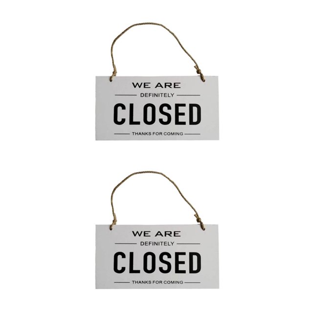 maskred Open Closed Sign Double Sided Hanging Shop Window Home Reversible Business White 12x23x0.6cm 2Set