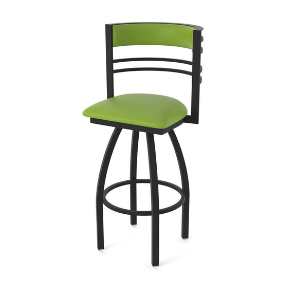 860 Hunter 30" Swivel Bar Stool with Black Wrinkle Finish and Canter Kiwi Green Seat and Back