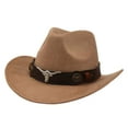 thumbnail image 3 of Sombrero de vaquero para mujer y hombre, cómodo sombrero de vaquera para cosplay, fiesta temática callejera. Marrón, 3 of 9