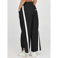 thumbnail image 4 of Women'S Baggy Wide Leg Pants Casual Drawstring Elastic Waisted Contrast Color Workout Y2K Track Pants Black M, 4 of 7