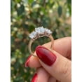 thumbnail image 3 of vylahjewellery Round Cut Moissanite Engagement Ring 3 Stone Vermeil Yellow Gold WeddingRing for Women, Wedding Anniversary Promise Jewelry Gift, 3 of 12
