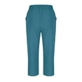 thumbnail image 6 of Bloomae Capri Pants for Women Casual 2025 Summer Drawstring Elastic High Waist Linen Pants Wide Leg Plus Size Lounge Capris with Pockets Sky Blue XXXL, 6 of 6