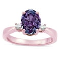 thumbnail image 3 of Star K � 3 Three Stone Oval Simulated Alexandrite Classic Engagement Promise Ring, 3 of 9