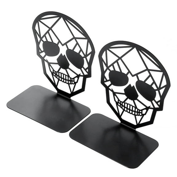Hollow Skull Shape Desktop Nonskid Bookends Art Decorative Iron Desk Book End Metal Book Support for Shelves for Books