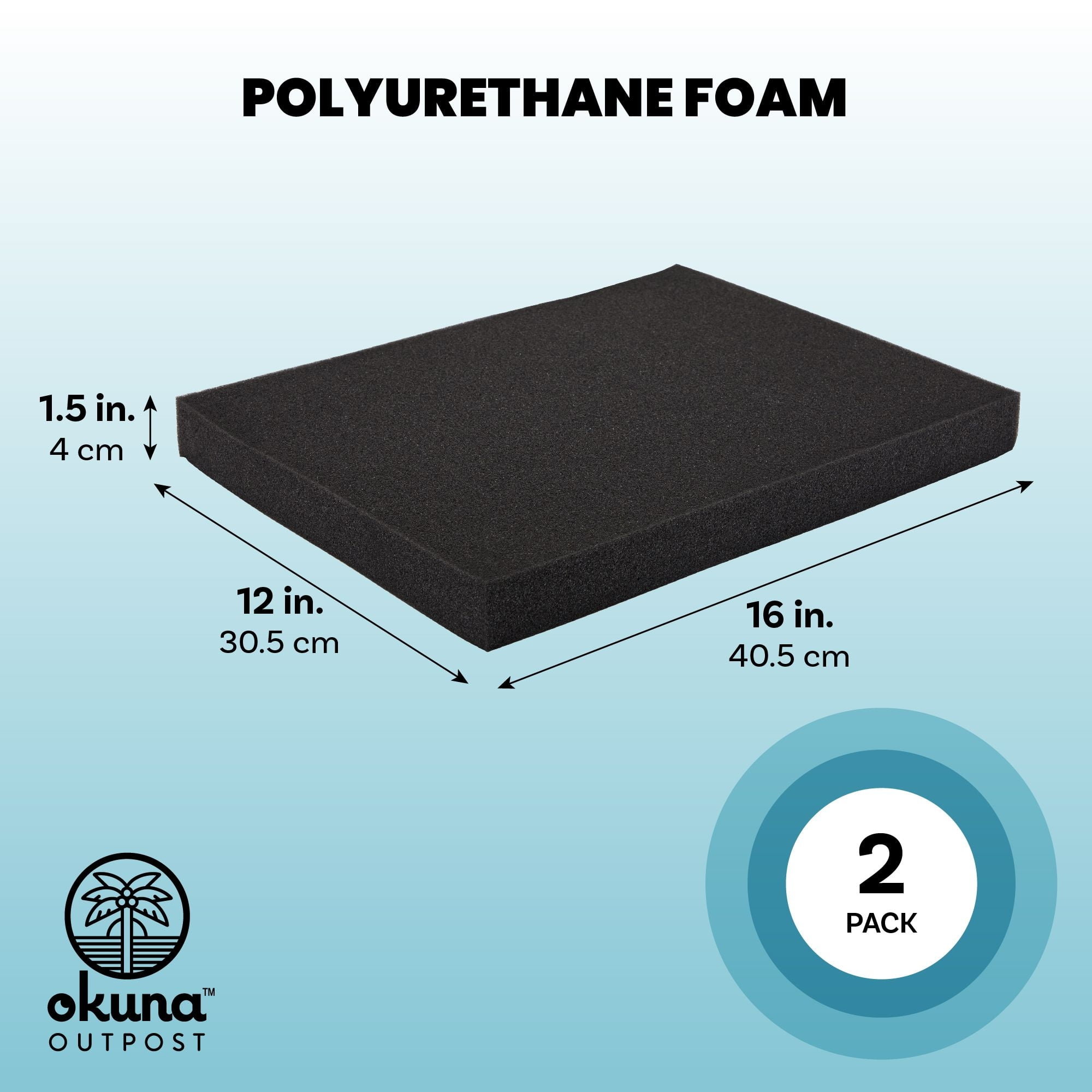 2-Pack Packing Foam Sheets, Polyurethane Moving Insert Pads (16x12x1.5)