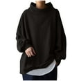 thumbnail image 1 of Timegard Plus Size Tops for Women High Neck Drop Shoulder Puff Long Sleeve Comfy Pullover Fall Fashion, 1 of 5
