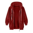 thumbnail image 4 of adviicd Women's Sherpa Fleece Hooded Jacket Zip Up Fuzzy Sweatshirts Fall Winter Warm Soft Cozy Clothes (Red, S), 4 of 6