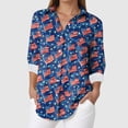 thumbnail image 2 of vigerkar Womens Long Sleeve Button Down Shirts Collared Tops Dressy Casual Patriotic Printed Blouses Shirt (Dark Blue, XXL), 2 of 5