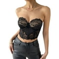 thumbnail image 1 of Coduop Women's Strapless Vest Tube Tops Casual See Through Lace Bandeau Corset Crop Top, 1 of 5