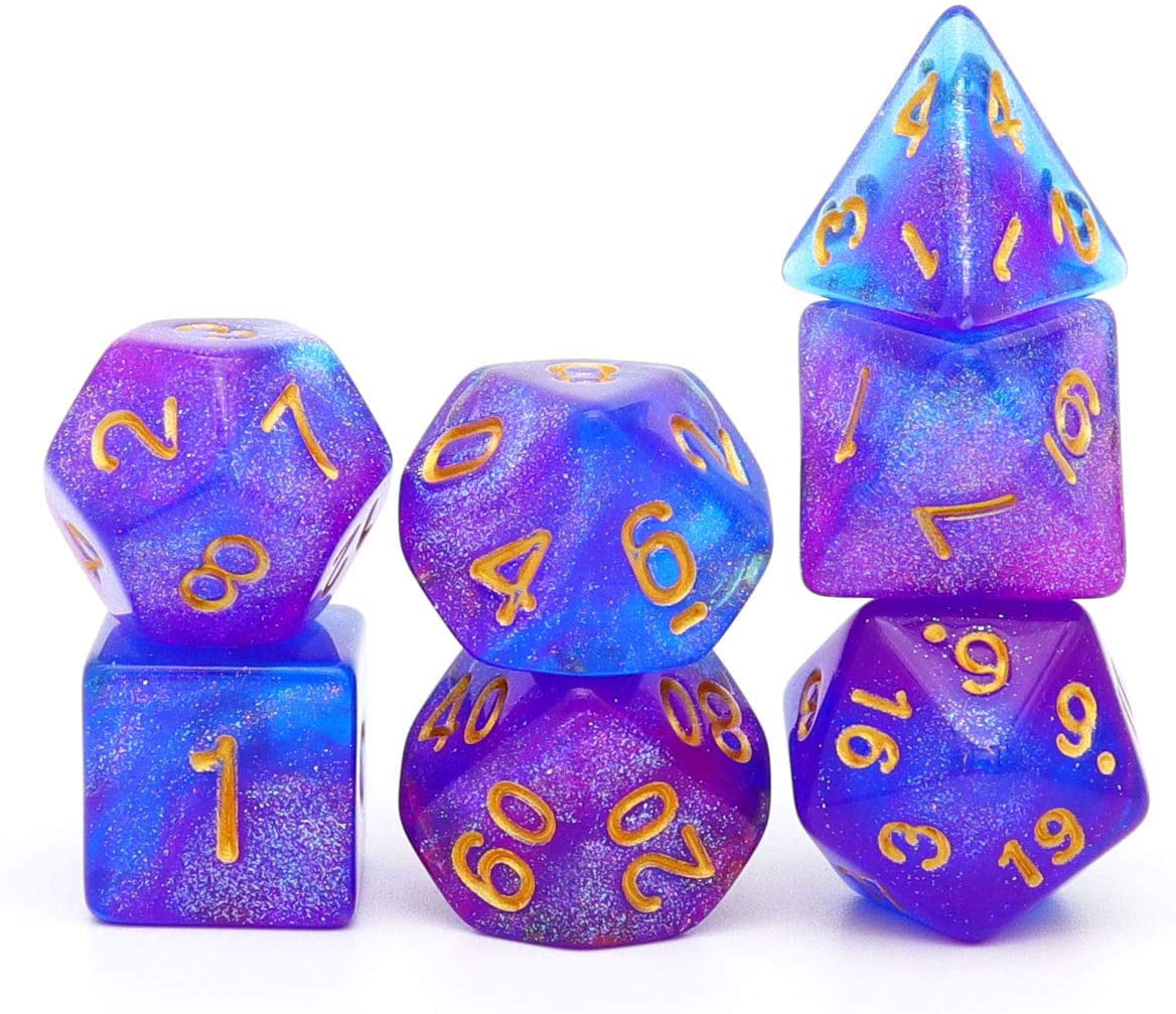 DND Polyhedral Dungeons and Dragons Game Accessory Glitter Dice Set Iidescent 