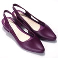 thumbnail image 3 of EKVAHL Women's Slingback Cutout Flats, Square Toe Closed Shoes, Low Block Heel Breathable Casual Dressy Office Daily Elegant Sandals Purple, 3 of 5
