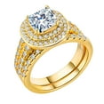 thumbnail image 1 of Fiudx Anillos de Compromiso con Diamantes Dorados, Corte Princesa de Diamantes con Circonitas, Anillos de Compromiso para Bodas, Aniversarios y Promesas., 1 of 2