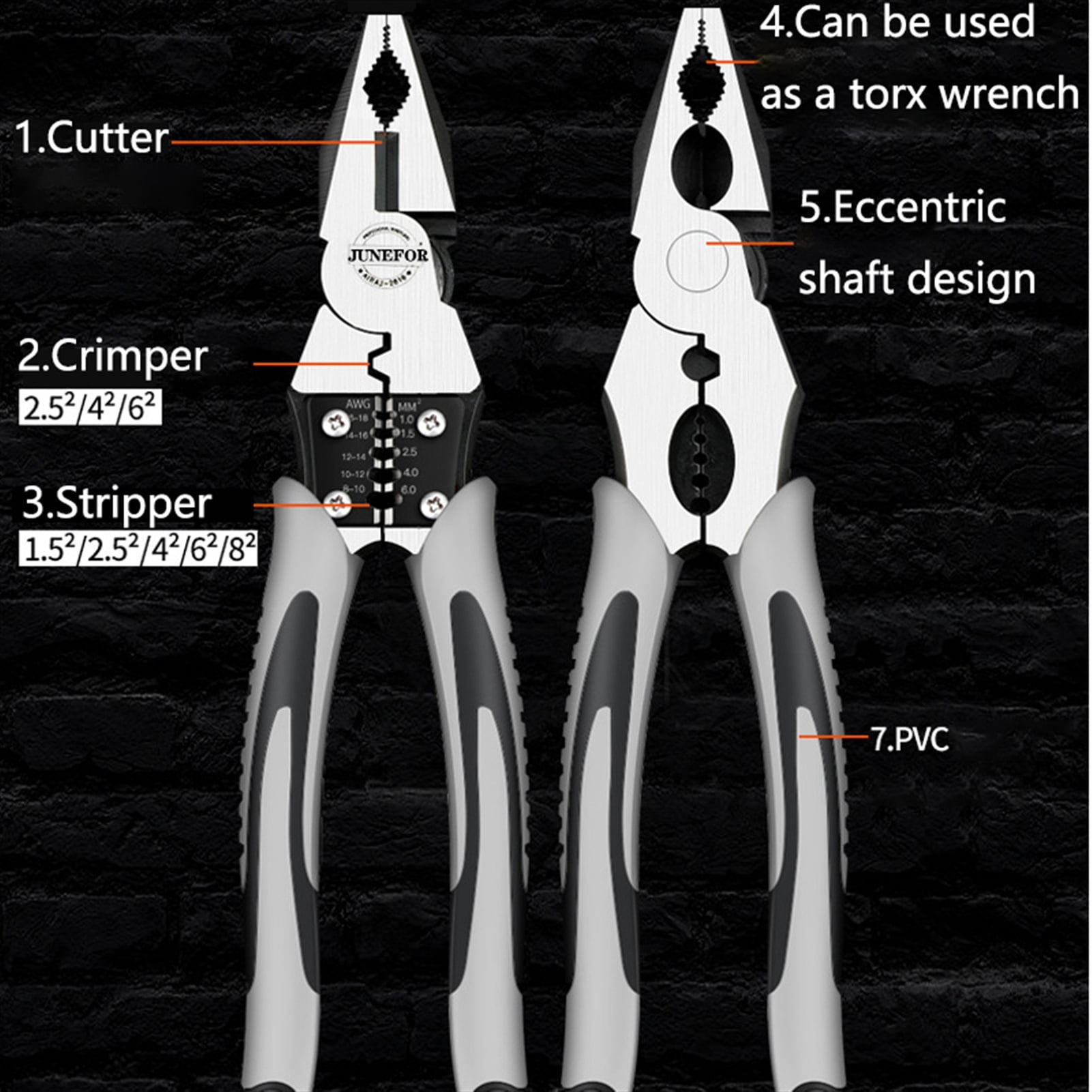 7 Inch Multifunction Pliers Set Combination Pliers Stripper/Crimper/Cutter Heavy Duty Wire Pliers Diagonal Pliers Hand Tools ,Durability That Lasts