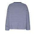 thumbnail image 5 of Womens Striped Long Sleeve Shirts Y2k Oversized Drop Shoulder Sweatshirt Crewneck Color Block Pullover Tops Navy M, 5 of 6