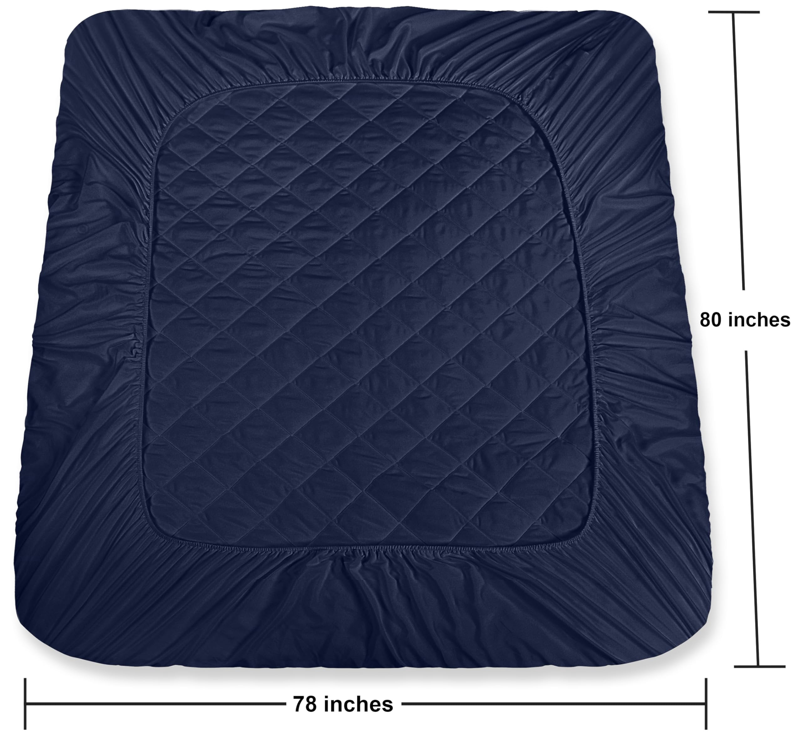 Utopia Bedding Quilted Fitted Mattress Pad, King Size, Elastic Fitted Mattress Topper Protector and Cover with Deep Pocket Stretches up to 16 Inches, Machine Washable (Navy)
