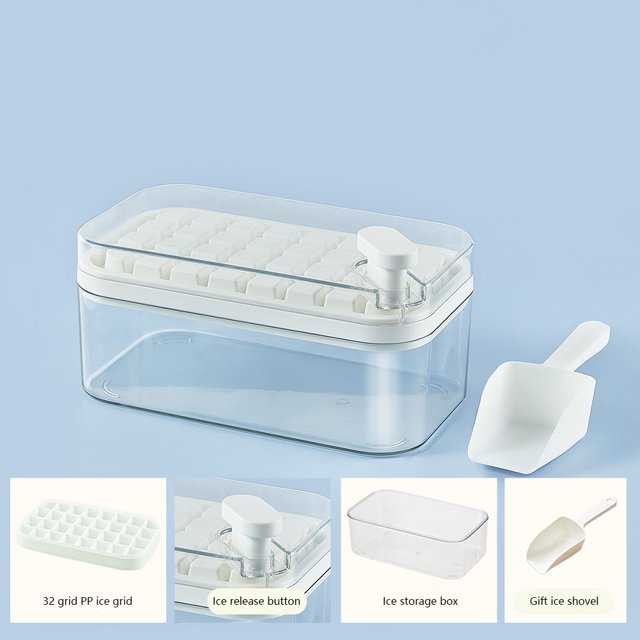 Caja de moldes de hielo tipo prensa con tapas Bandeja de hielo creativa Molde Utensilios de cocina (Blanco) Tmvgtek Libre de BPA