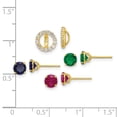 thumbnail image 3 of 10k Set of Three Red, Blue and Green Glass Stone Studs with CZ Halo Jacket Post Earrings, 3 of 3